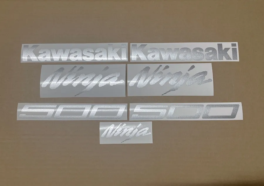 Metallic silver stickers for Kawasaki Ninja 500 ZX
