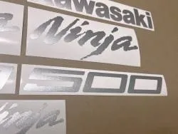 Metallic silver decals for Kawasaki Ninja 500 ZX