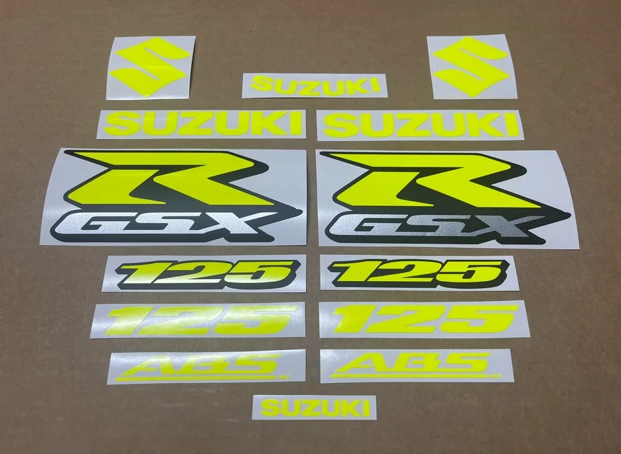 Fluorescent yellow decals for Suzuki GSXR 125