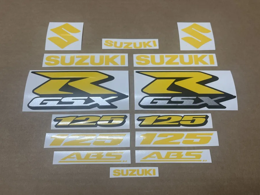 Yellow custom decals for Suzuki GSXR 125