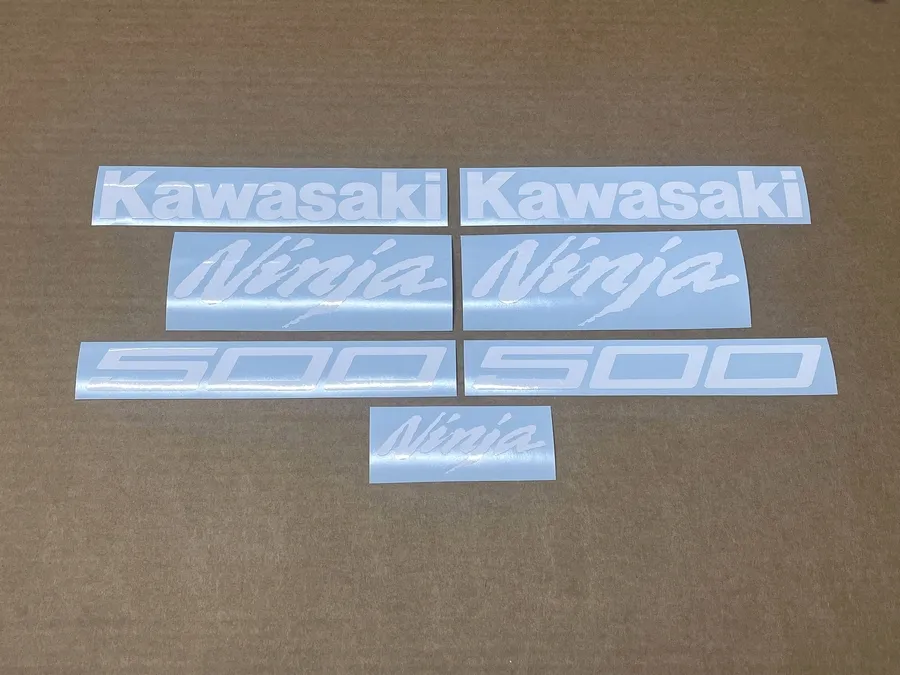 White color decals for Kawasaki ninja 500 cc