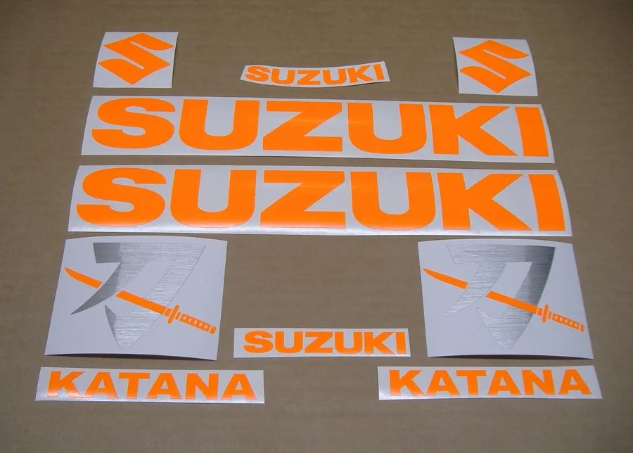 Fluorescent orange stickers for Suzuki Katana gsxf