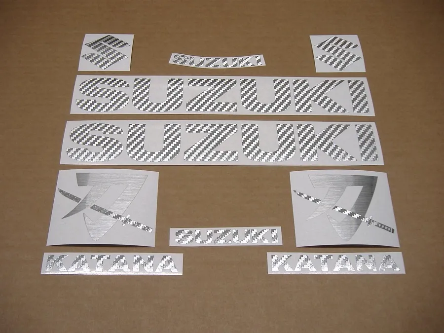 Silver carbon fiber decals for Suzuki Katana