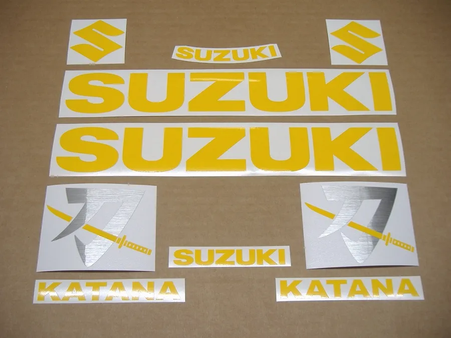 Yellow custom decals for Suzuki Katana