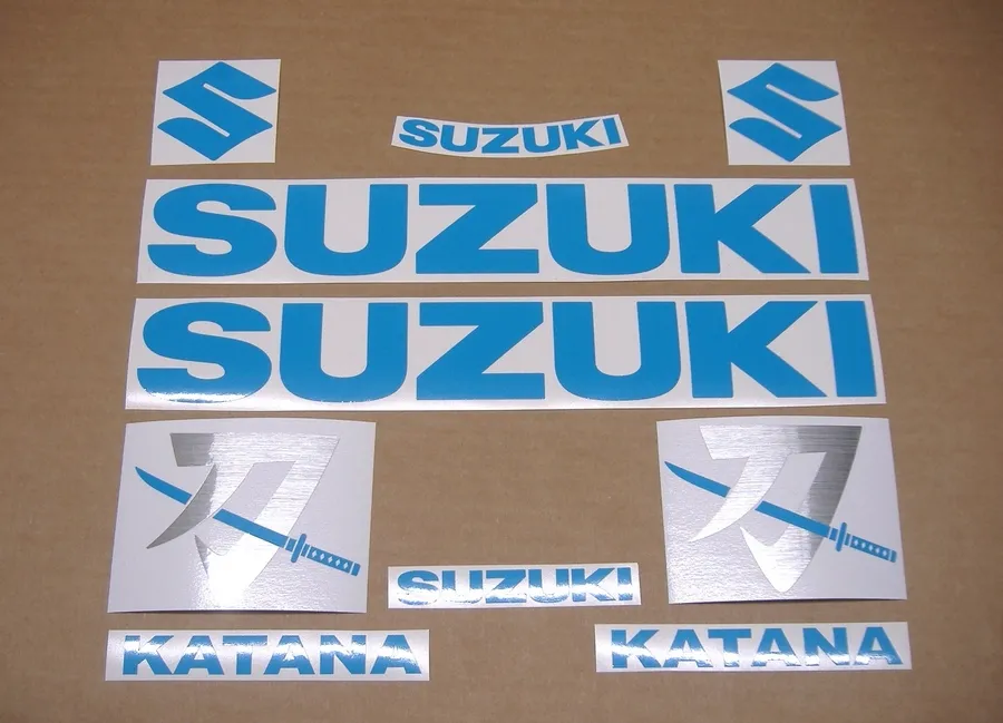 Light blue custom decals for Suzuki Katana