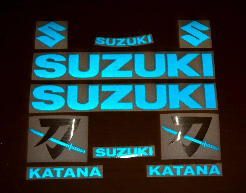 Blue reflective decals for Suzuki Katana