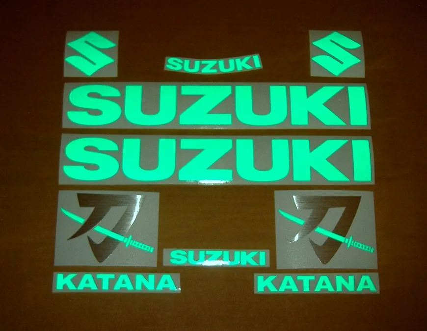 Green reflective emblems for Suzuki Katana