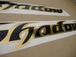 Honda shadow black chrome gold gas tank decals graphics