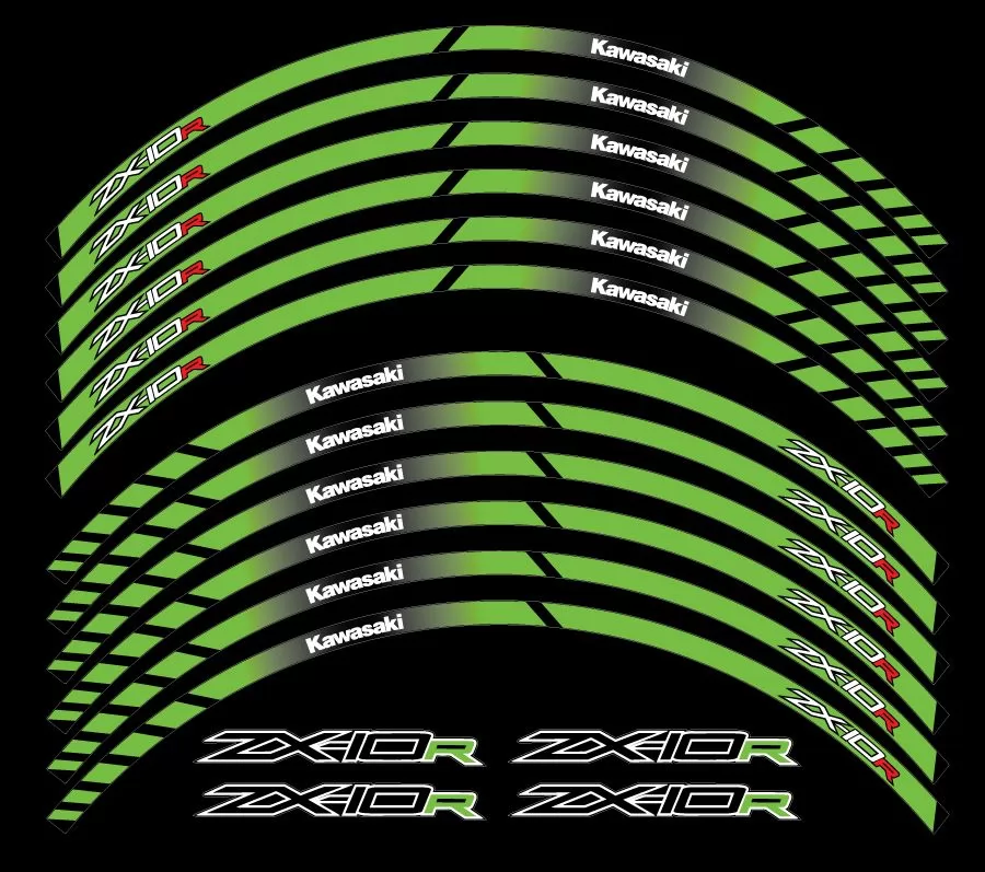  wheel rim stripes decals stickers kawasaki ninja zxr racing zx-10r