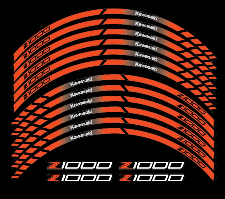 kawasaki z1000 orange wheel rim stripes graphics decals kit