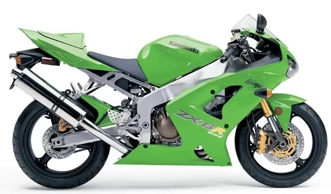 Kawasaki ZX 6R 2004 green labels graphics