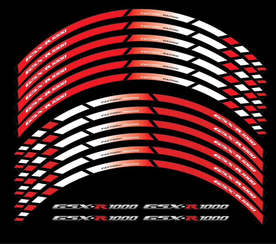 Suzuki GSX-S 1000 GT Wheel Rim Stripes Decals – Full Kit, Multicolored, Glossy Vinyl, Speed Army
