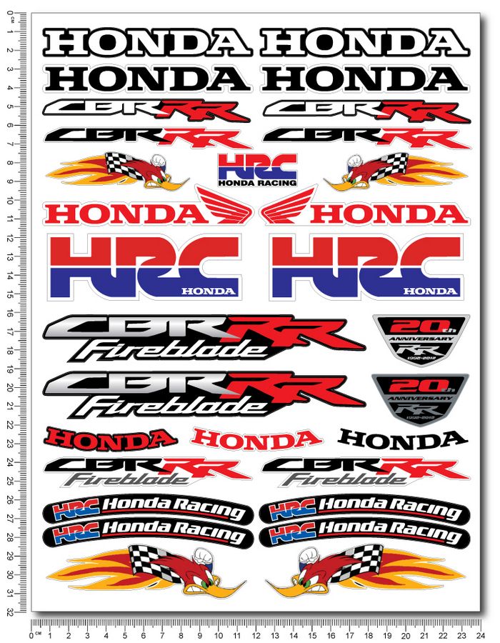 Honda CBR-RR/Woody woodpecker HRC universal logo decals kit (set
