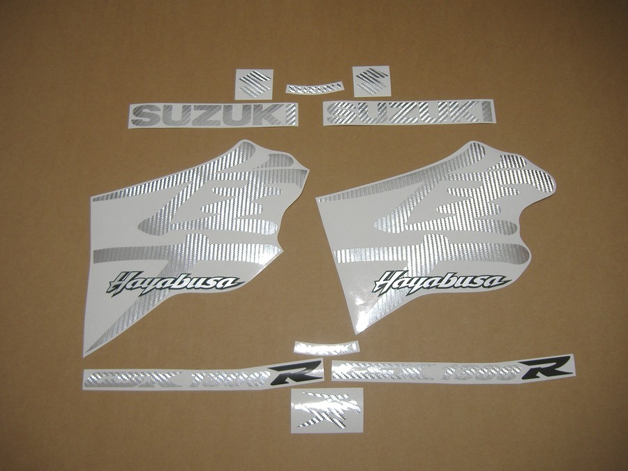 Suzuki busa gsx1300r 1999 silver carbon fiber decals set