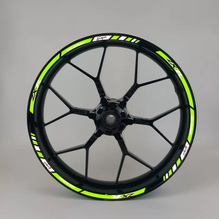 Kawasaki zx6r zx7r reflective green wheel rim stripes set